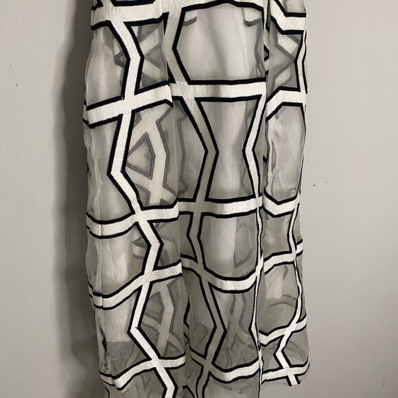 NICHOLAS Black and White Halter Sheath Midi Dress Size 0 - Picture 4 of 9